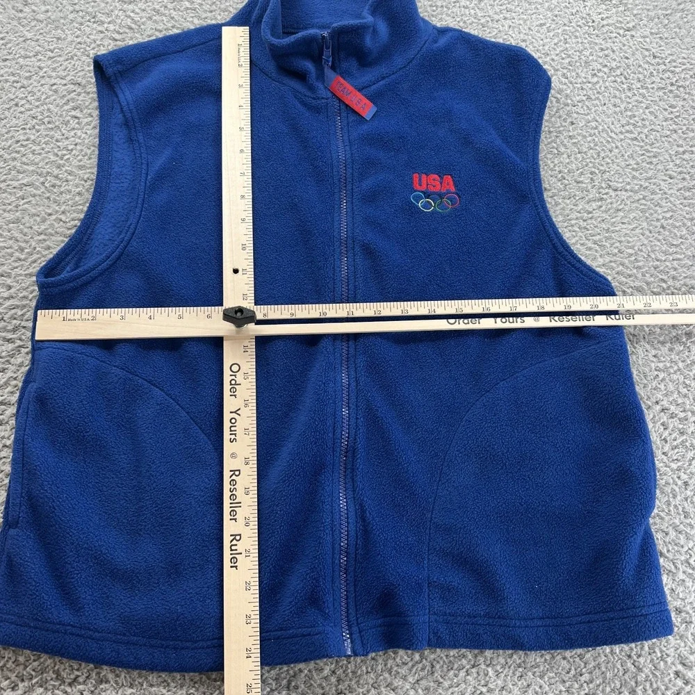 United States Olympic Committee USA Men Large Blue Fleece Athletic Vest Unisex